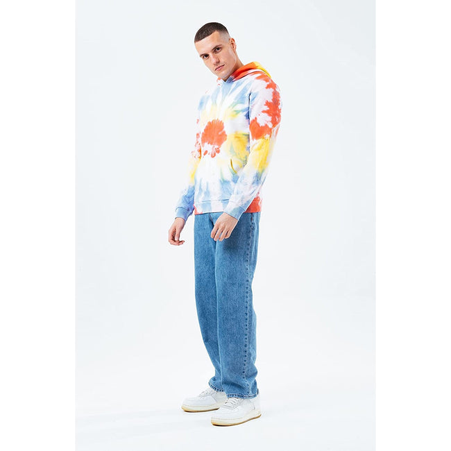Orange-White-Powder Blue - Back - Hype Mens Tie Dye Hoodie