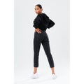 Black - Side - Hype Womens-Ladies Quarter Zip Pullover Hoodie