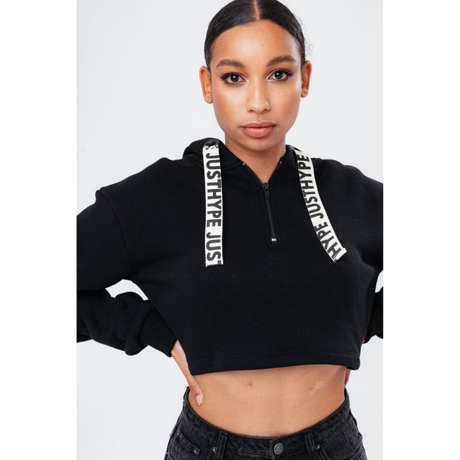 Black - Lifestyle - Hype Womens-Ladies Quarter Zip Pullover Hoodie