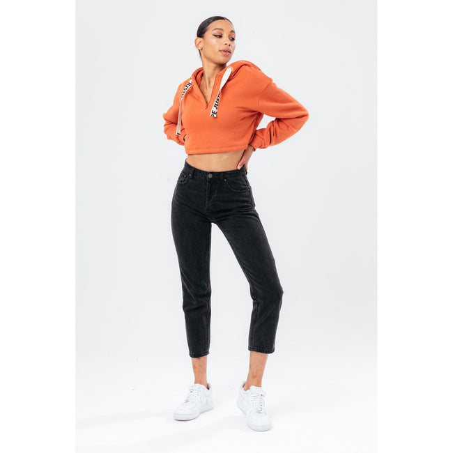 Pink - Back - Hype Womens-Ladies Quarter Zip Pullover Hoodie