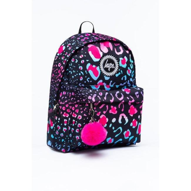 Black-Pink-Blue - Side - Hype Neon Leopard Knapsack