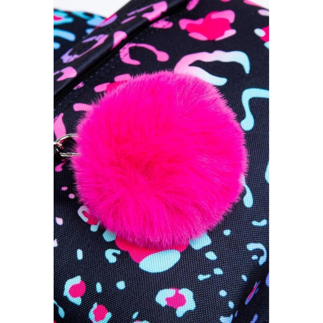 Black-Pink-Blue - Close up - Hype Neon Leopard Knapsack
