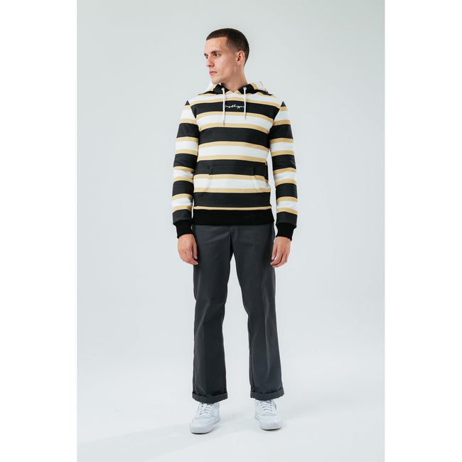 Stone-White-Black - Back - Hype Mens Stripe Hoodie