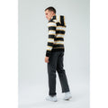 Stone-White-Black - Side - Hype Mens Stripe Hoodie