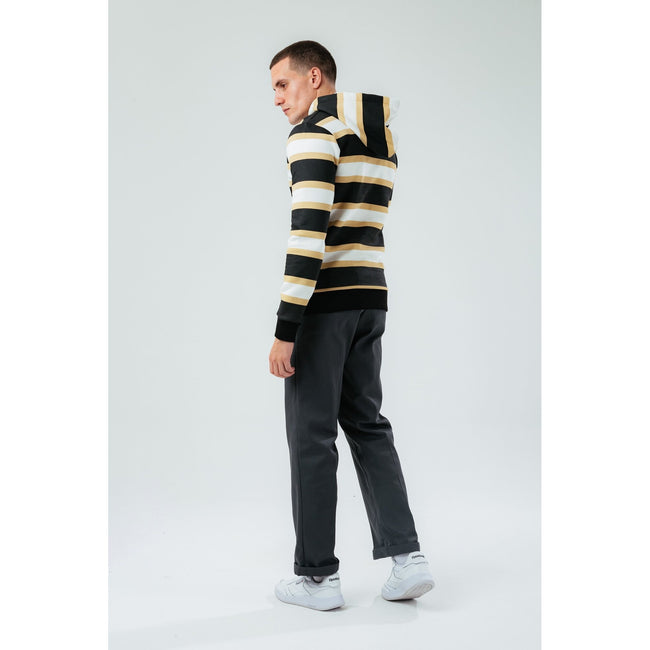 Stone-White-Black - Side - Hype Mens Stripe Hoodie