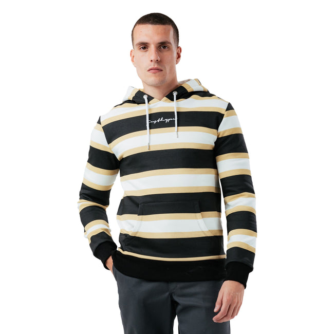 Stone-White-Black - Front - Hype Mens Stripe Hoodie