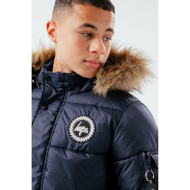 Navy - Lifestyle - Hype Childrens-Kids Explorer Crest Padded Jacket
