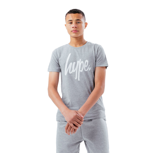 Gray Marl - Front - Hype Childrens-Kids Script Marl T-Shirt