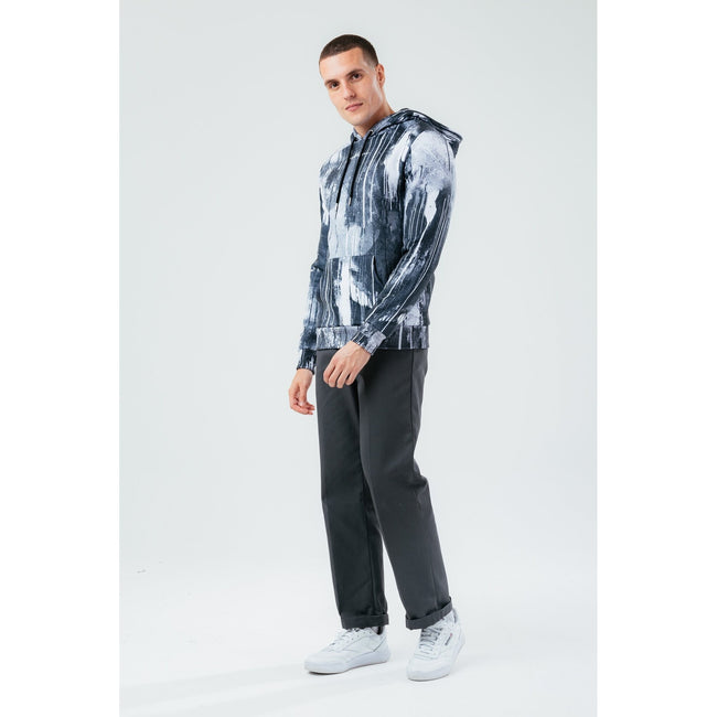 Black-White - Back - Hype Mens Spray Hoodie