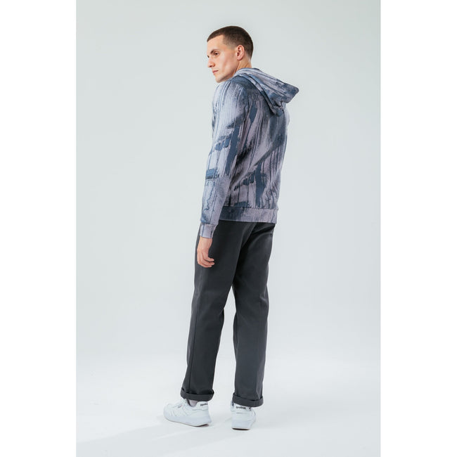 Black-White - Side - Hype Mens Spray Hoodie