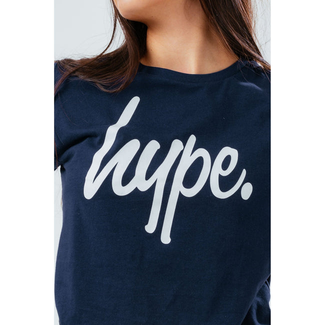 Navy - Lifestyle - Hype Girls Script Crop T-Shirt