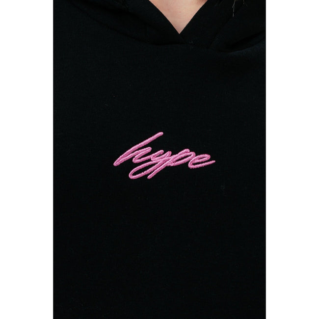 Black-Pink - Pack Shot - Hype Girls Leopard Panel Scribble Hoodie