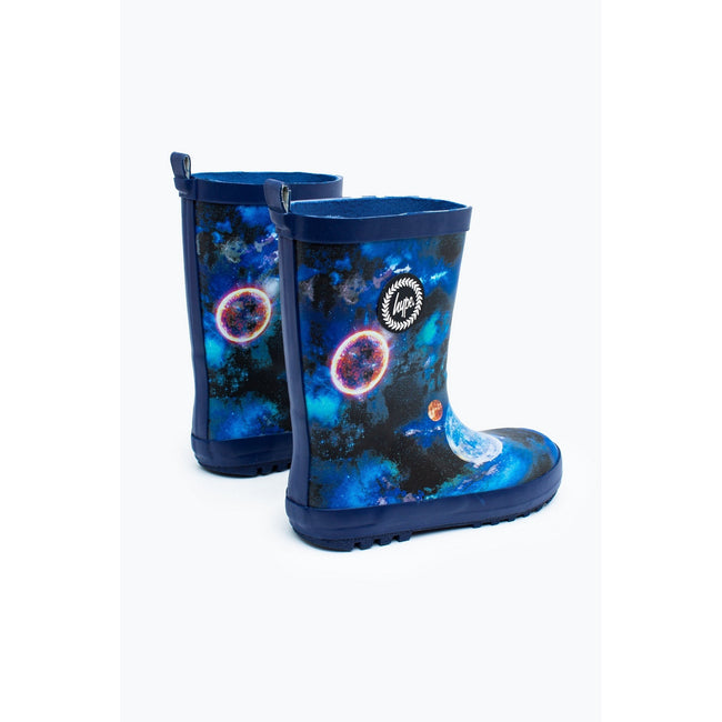Black-Blue - Side - Hype Childrens-Kids Space Galoshes