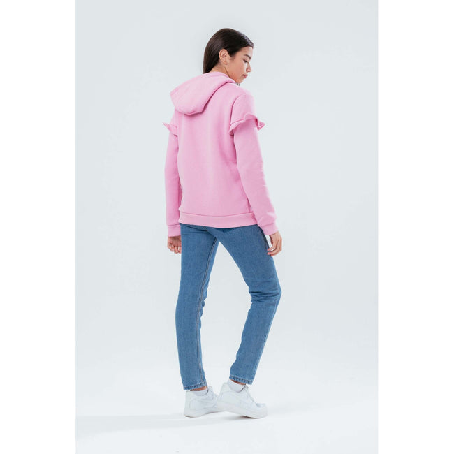 Pink - Back - Hype Childrens-Kids Sequin Ruffle Hoodie
