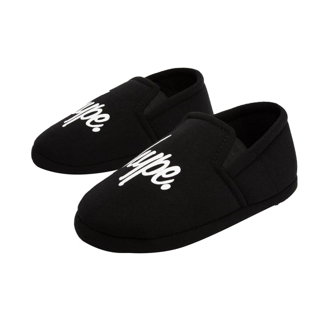 Black-White - Front - Hype Childrens-Kids Slippers