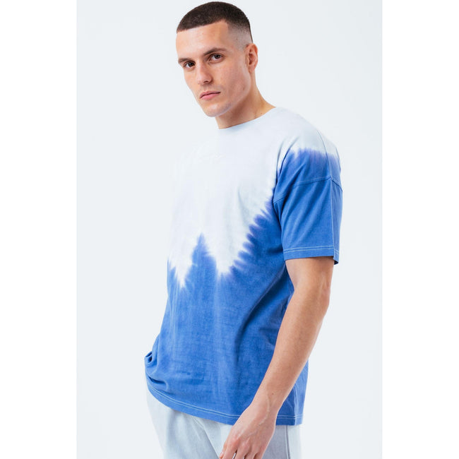 Gray-Navy - Front - Hype Mens Tie Dye Oversized T-Shirt