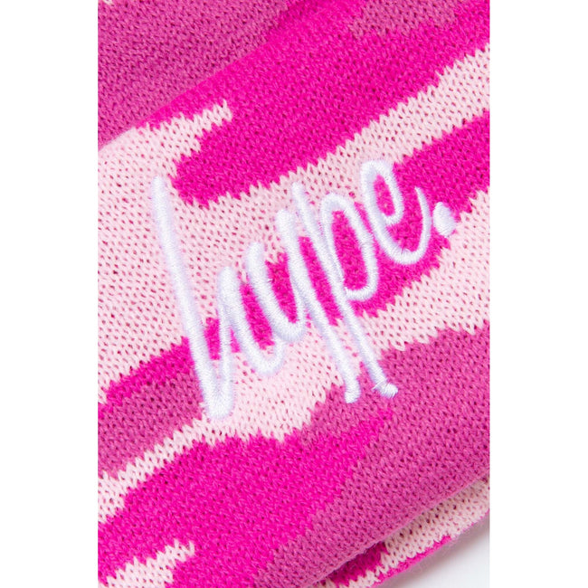 Pink - Back - Hype Knitted Camo Beanie