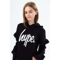 Black-White - Side - Hype Girls Script Frill Hoodie