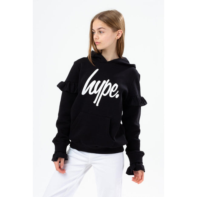 Black-White - Lifestyle - Hype Girls Script Frill Hoodie