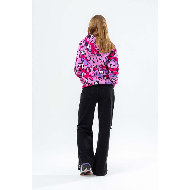 Pink-Purple - Side - Hype Girls Leopard Print Hoodie