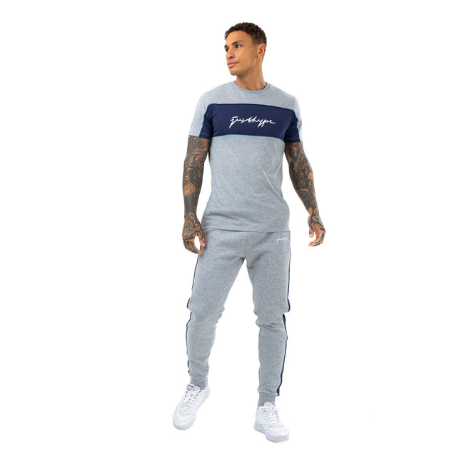 Gray-Navy Blue - Front - Hype Mens Scribble T-Shirt