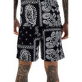 Black-White - Back - Hype Mens Paisley Palm Scribble Shorts