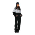 Black-Gray-White - Back - Hype Womens-Ladies Wave Drawstring Hoodie