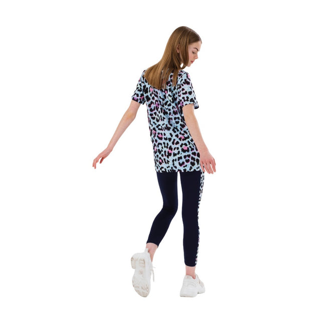 Blue-Black-Pink - Side - Hype Girls Leopard Print T-Shirt