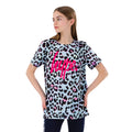 Blue-Black-Pink - Front - Hype Girls Leopard Print T-Shirt