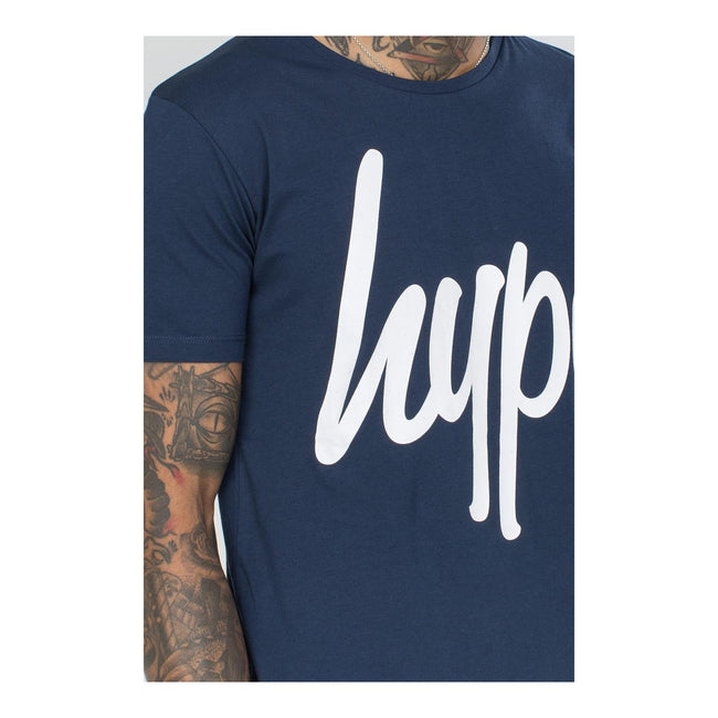 Navy-White - Side - Hype Mens Script T-Shirt