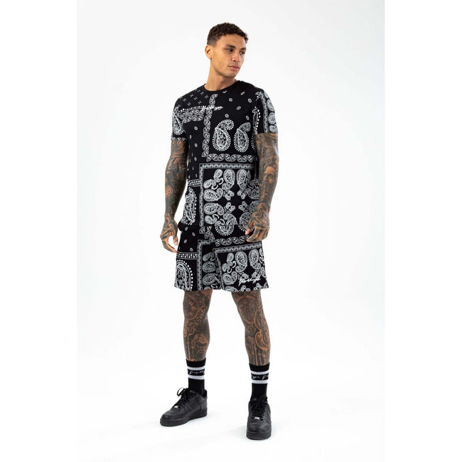 Black-White - Back - Hype Mens Paisley Palm Scribble T-Shirt