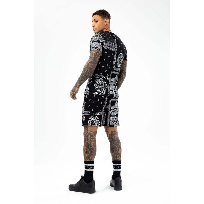 Black-White - Side - Hype Mens Paisley Palm Scribble T-Shirt