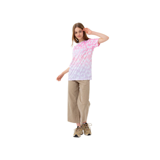 Pink-White - Back - Hype Girls Leopard Print T-Shirt