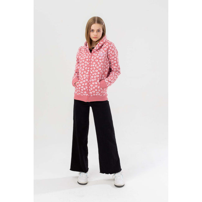 Pink-White - Back - Hype Girls Leopard Print Hoodie