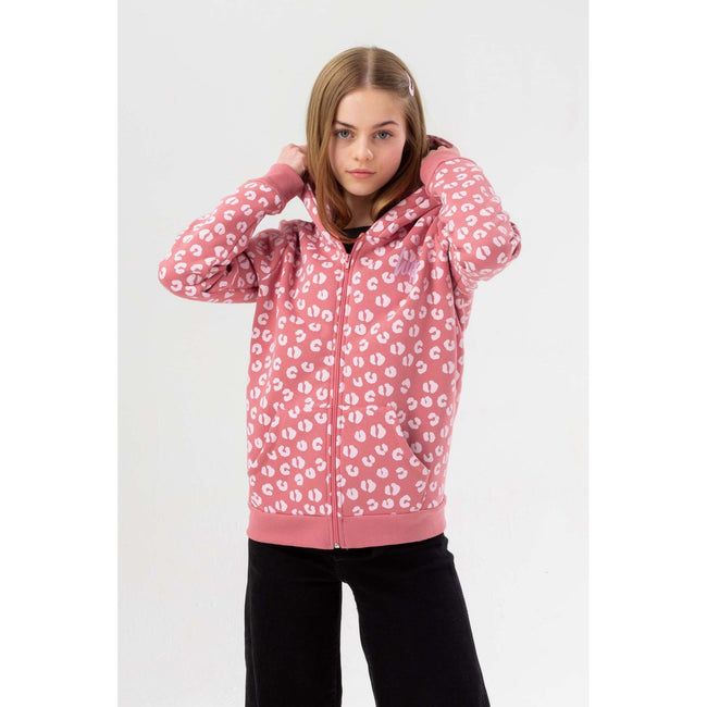 Pink-White - Lifestyle - Hype Girls Leopard Print Hoodie