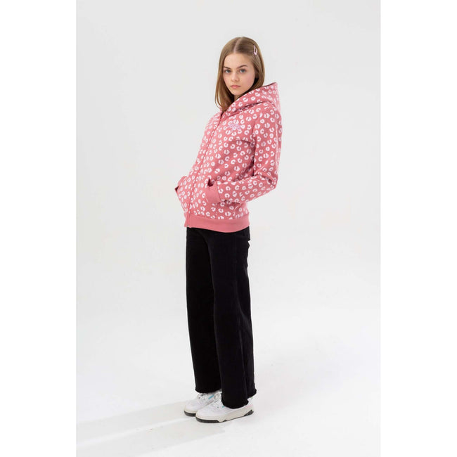 Pink-White - Pack Shot - Hype Girls Leopard Print Hoodie