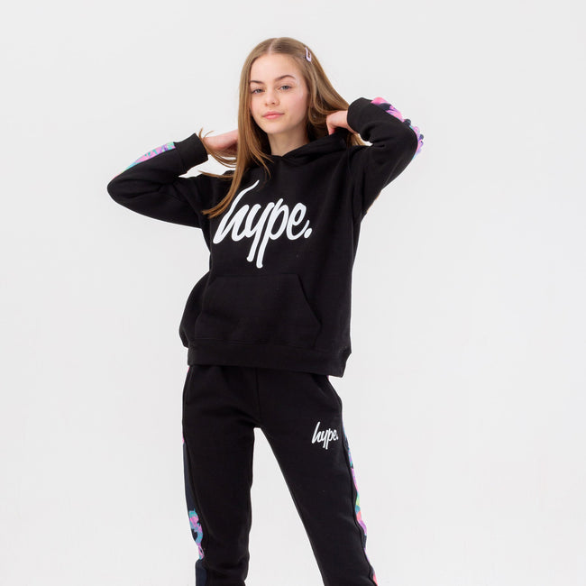 Black-White-Purple - Back - Hype Girls Butterfly Tracksuit Set