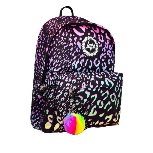Black-Pink-Green - Side - Hype Gradient Animal Print Knapsack