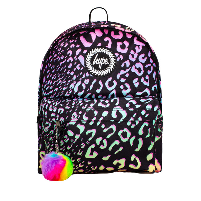 Black-Pink-Green - Front - Hype Gradient Animal Print Knapsack