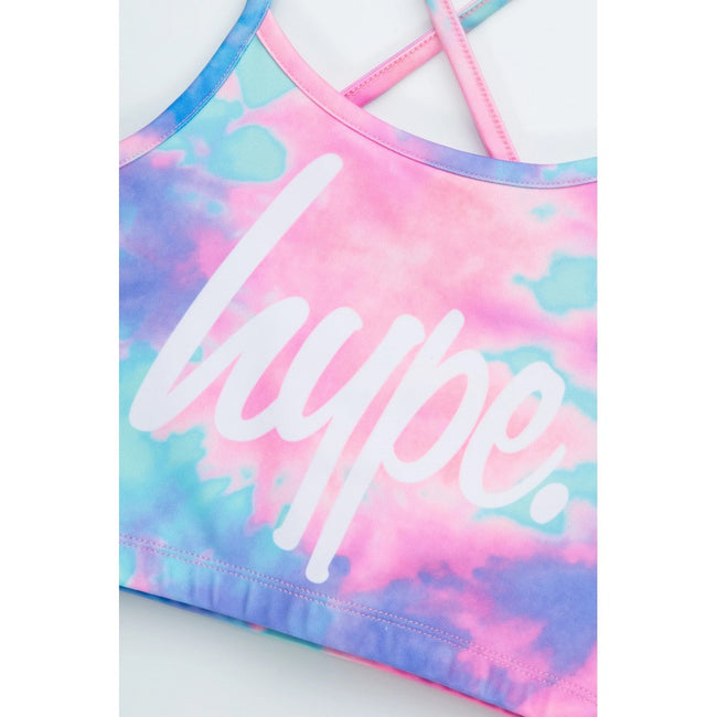 Pink-Blue - Side - Hype Girls Smudge Script Bikini