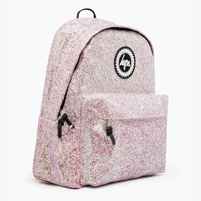 Gray-Pink - Side - Hype Iridescent Sequin Knapsack