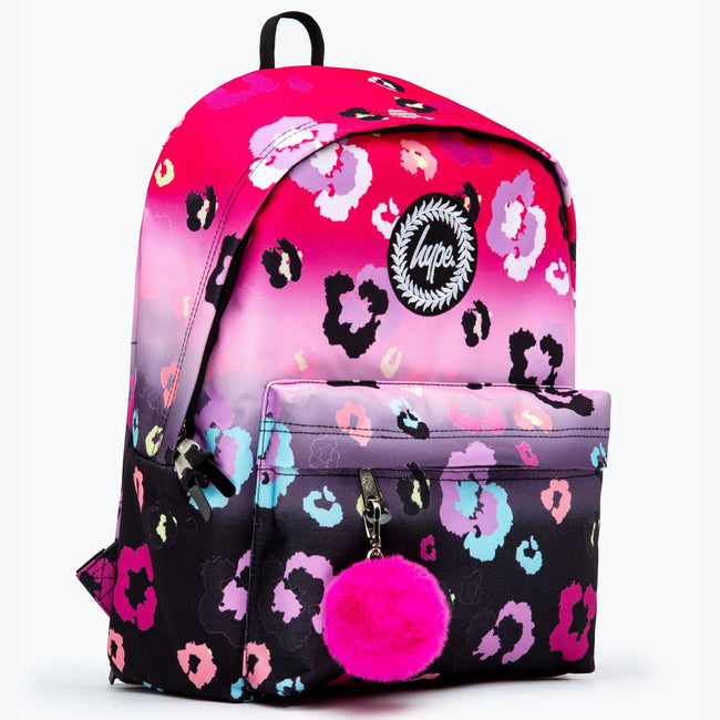 Pink-Black - Side - Hype Gradient Leopard Print Knapsack