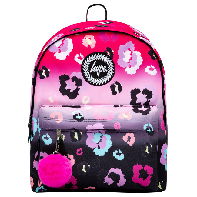 Pink-Black - Front - Hype Gradient Leopard Print Knapsack