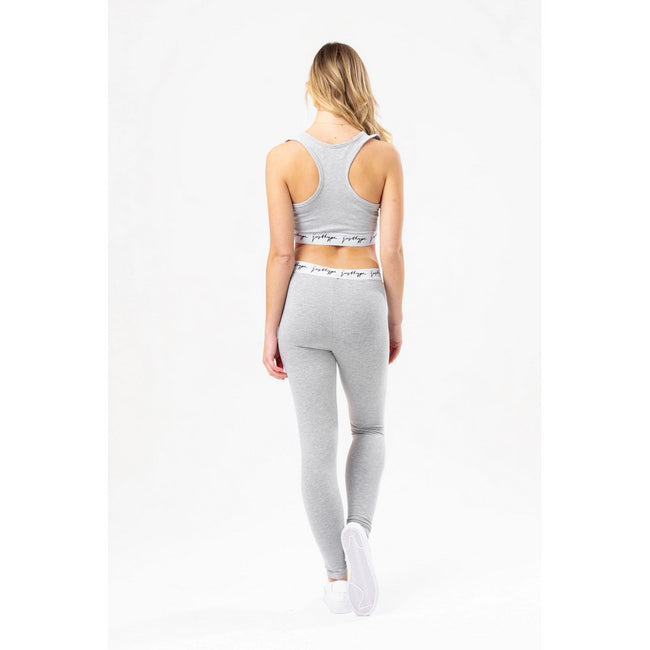 Gray-White - Back - Hype Womens-Ladies Bralette & Joggers Set