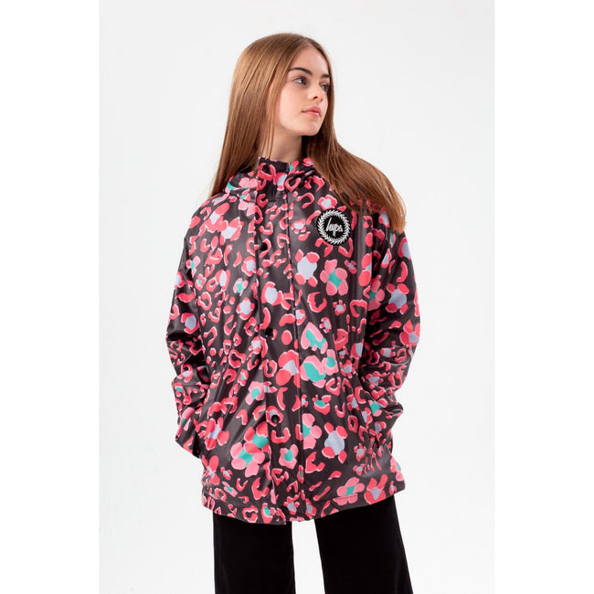 Black-Pink - Back - Hype Girls Leopard Print Raincoat