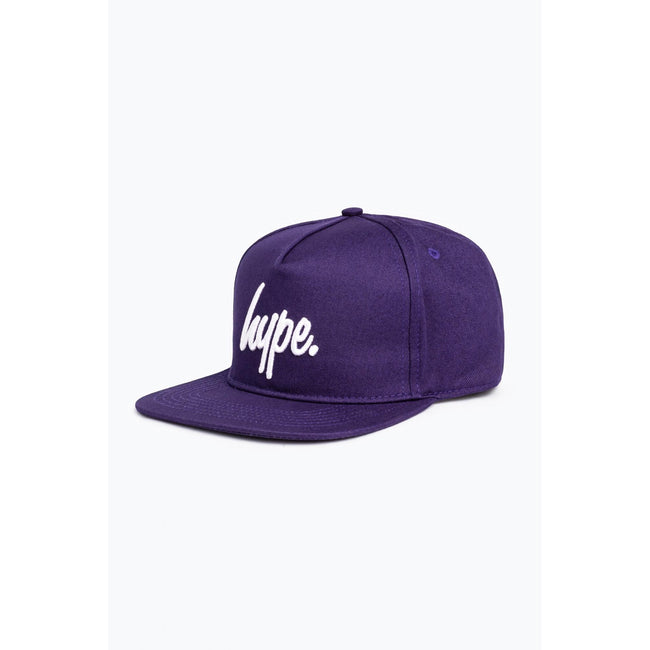 Purple-White - Front - Hype Childrens-Kids Script Snapback Cap