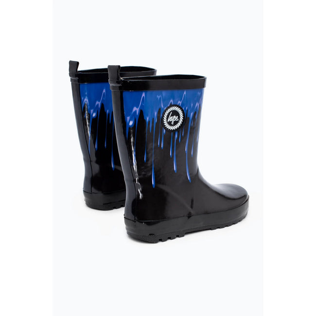 Black-Blue - Back - Hype Childrens-Kids Paint Galoshes