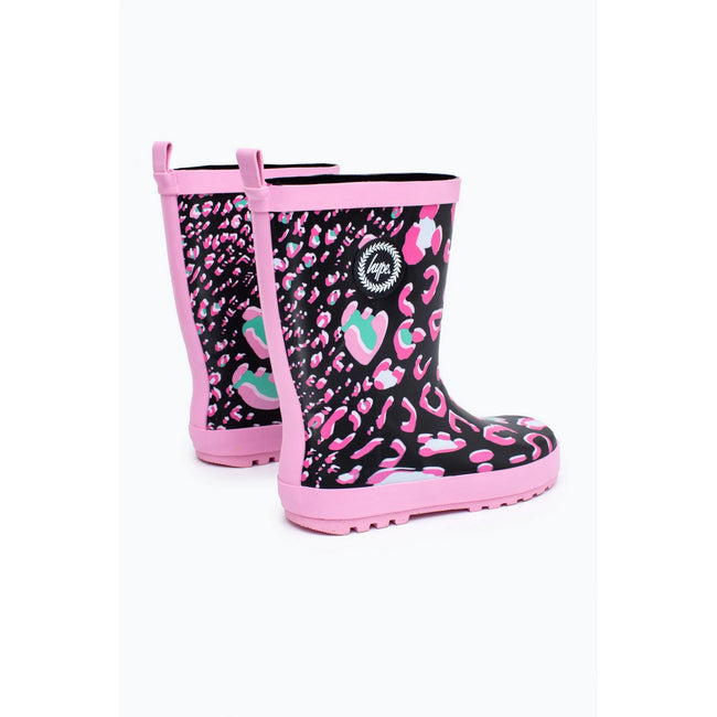Black-Pink - Back - Hype Girls Leopard Galoshes