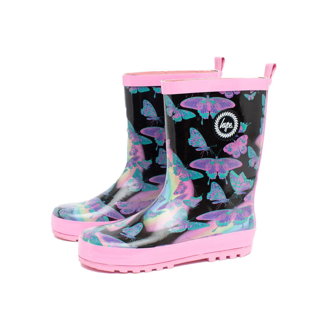 Black-Pink - Front - Hype Girls Butterflies Galoshes