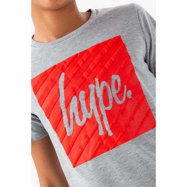 Grey Marl-Red - Side - Hype Boys Box Script T-Shirt